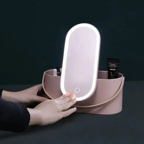 Portable LED Light Storage Box Beauty And Makeup Mirror - sparksavyonline